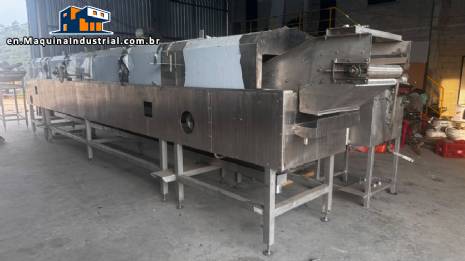 Continuous stainless steel production line for potato chips and shoestring fries, MCI 400 to 500 kg per hour.