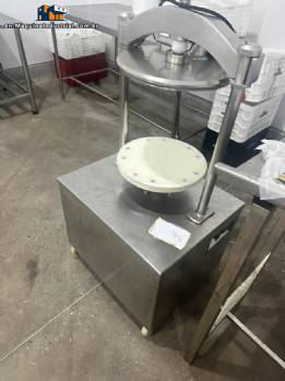 Hydraulic sausage stuffer with 2 stainless steel nozzles for sausages. Precision Stainless Steel