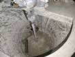 Polymer mixing tank with stainless steel shaft and diaphragm pump, 300 liters.